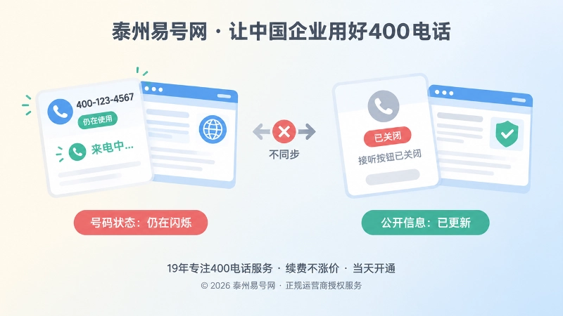 号码状态与公开信息状态不同步的对比示意图